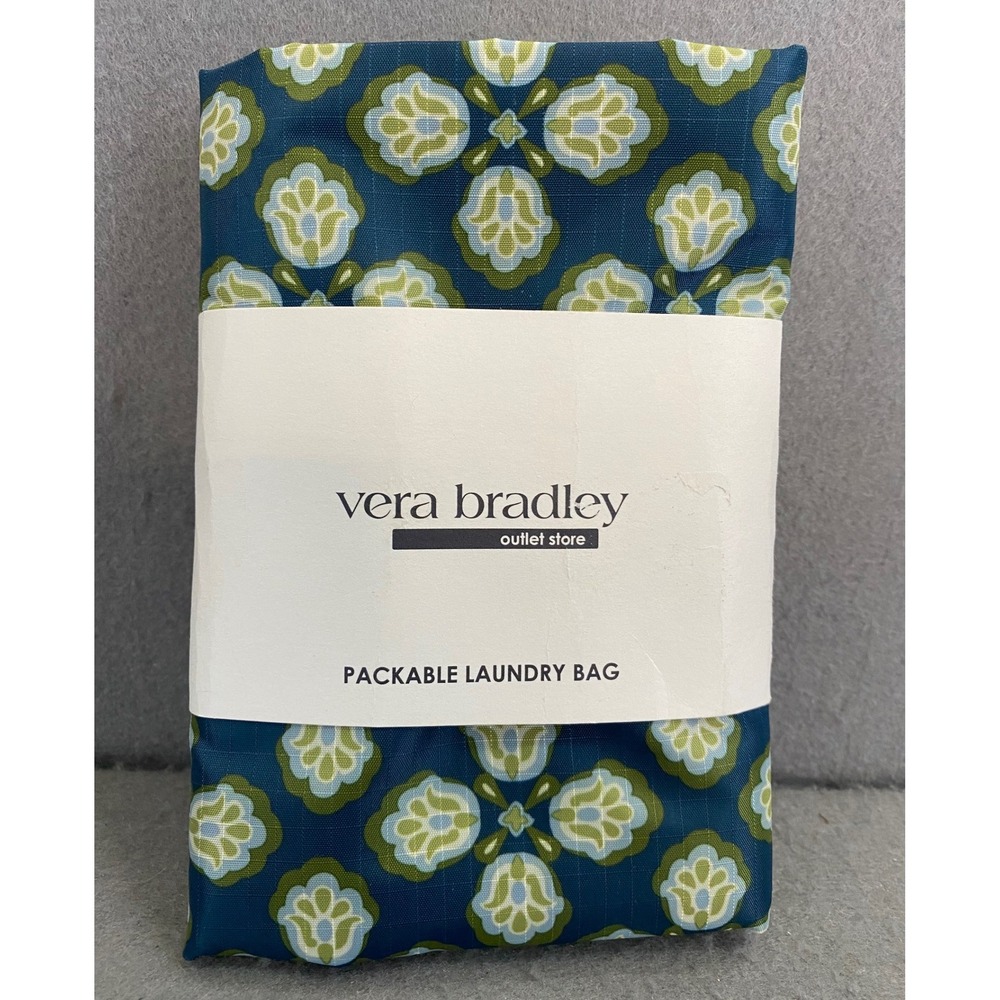 Vera Bradley Packable Laundry Bag Butter Cookie Medallion Blue Green 50725-22971